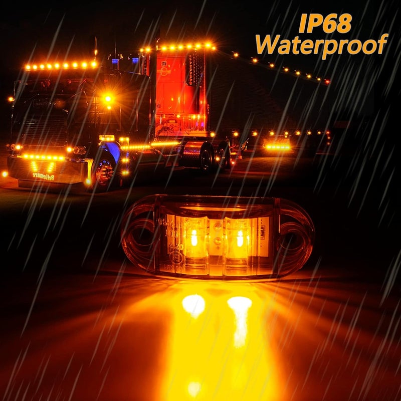 ALFU 10 Pack (5pcs Red+5pcs Amber) DC12-24V IP68 Waterproof LED Trailer Lights Kit Front Rear LED Side Marker Clearance Indicators Light for RV Camper Truck Van Caravan Boat - Image 3